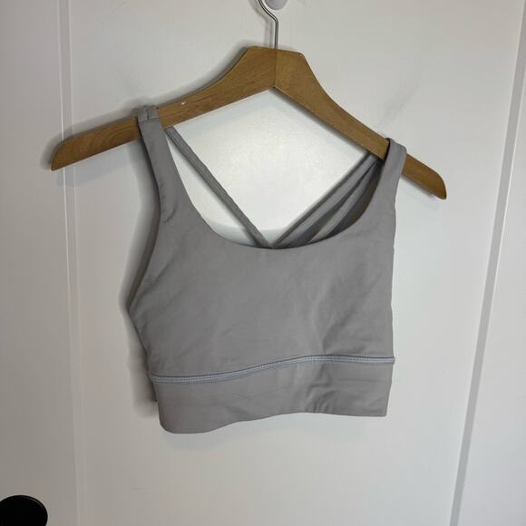 Lululemon Energy Bra Longline Sports Bra Blue Linen Strappy Back Size 8 - Picture 2 of 5